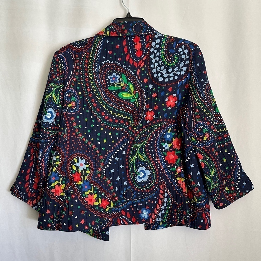 Alfred Dunner Women's Open Front Jacket in Colorful Paisley Floral Print sz 14P - Picture 5 of 13